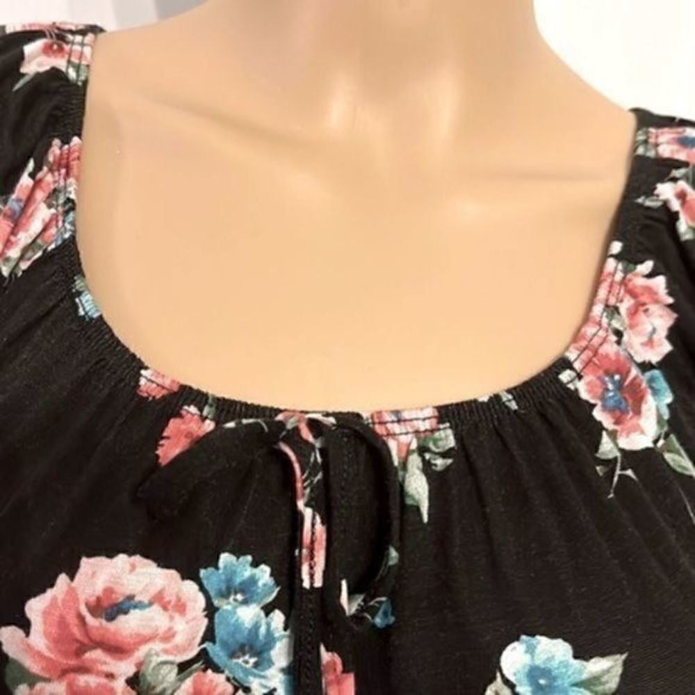 ULTRA-FLIRT casual rose print A-line dress S ruched NWT - Picture 7 of 12